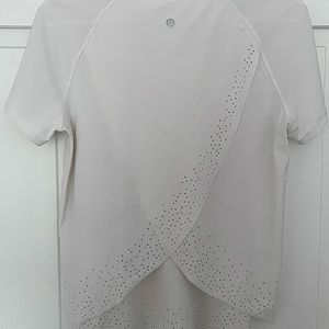 Lululemon white open back short sleeve workout top